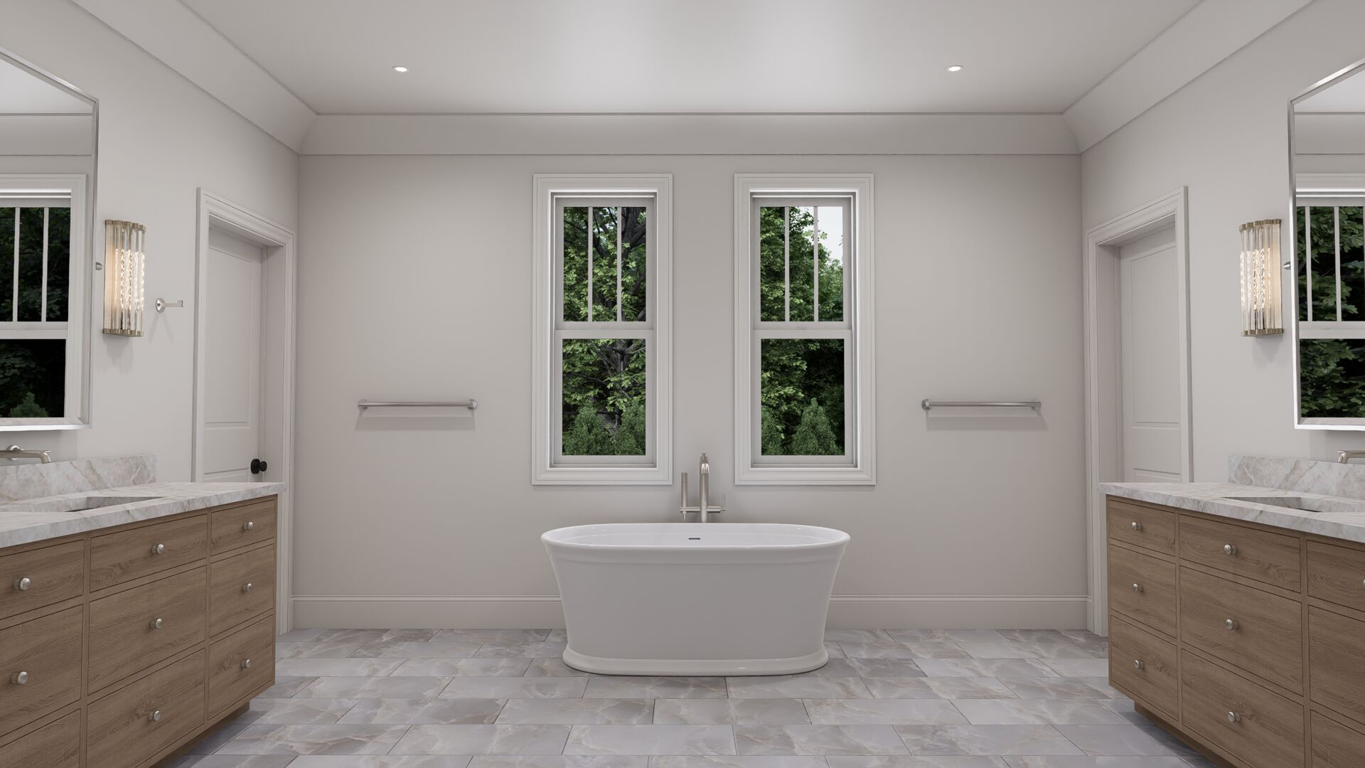 Master bathroom with freestanding tub and double vanities