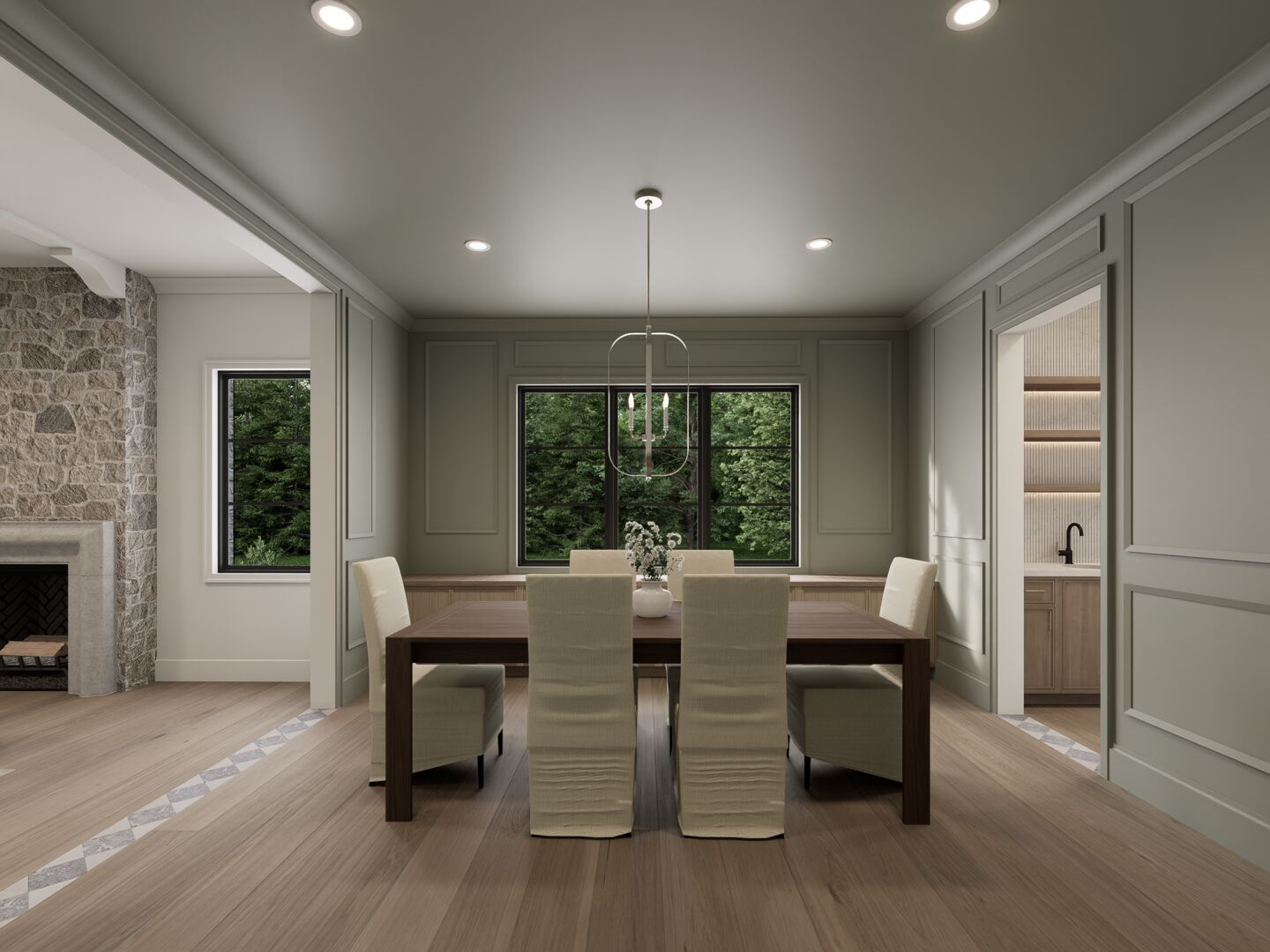 Formal dining room rendering